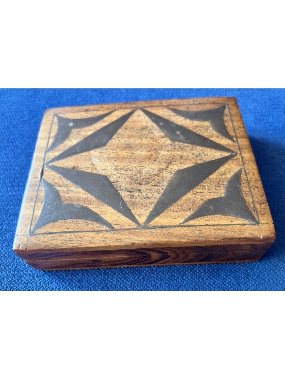 Inlay Marquetry Wood Box Mosaic Abstract Jewelry Trinket 5" x 4" x 1.25" Italy